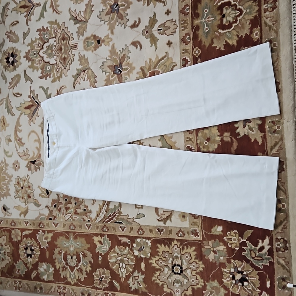 Banana Republic Size 10 White Linen/Rayon Slacks